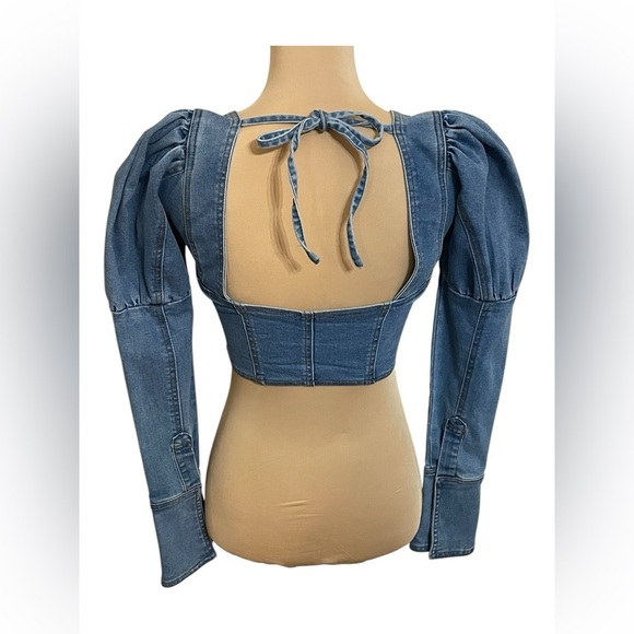Denim Diva~ Puff Sleeves ~ Bustier Top ~ Small - Picture 6 of 15